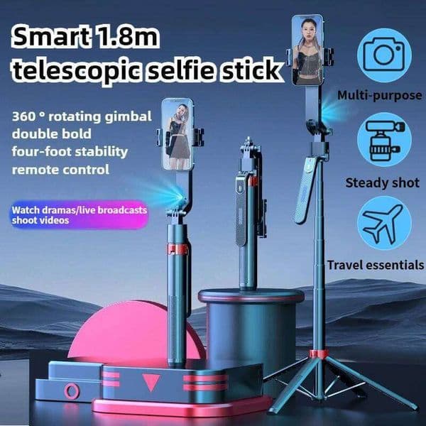 1.8m telescopic selfie stick,360 pan,with four foot stabilizer,used recording/travel photography 26W0409