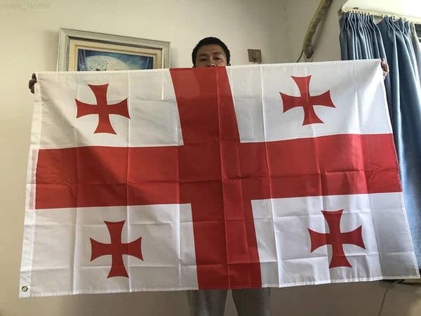 Georgia Flag 90x150cm Hanging Polyester Geo Ge Georgia Flag Indoor Outdoor Home Decoration