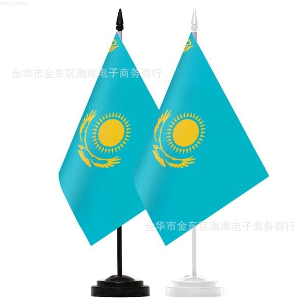 Office Desk Flag Of Kazakhstan Banner Polyester Kazakhstan National Flag For Tabletop Decoration Flags