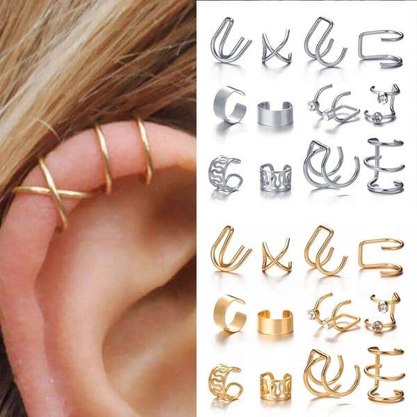 Modyle Fashion Gold Color Ear Cuffs Leaf Clip Earrings for Women Climbers No Piercing Cartilage Earring Accessories Gift 260408
