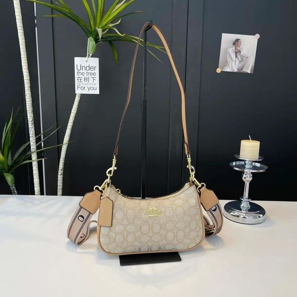 Teri Bag Women Denim Shoulder Bag Underarm Crossbody Bags Leather Bag Handbag Teri Shoulder Bag Classic Purse Women Underarm Bag Teri Purse Wallet 25cm