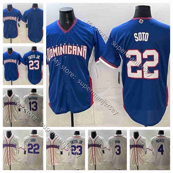 stit Dominican Republic Baseball Jersey Manny Machado Juan Soto Julio Rodriguez Jeremy Pena Vladimir Guerrero Jr 27 Rafael Devers Willy Adames Gary Sanchez Javier
