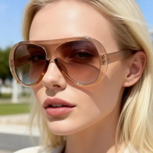 Fashion Oversized Pilot Sunglasses Women Large Frame Gradient Shades UV400 Retro Mirror Sun Glasses Female Orange Yellow Eyewear
