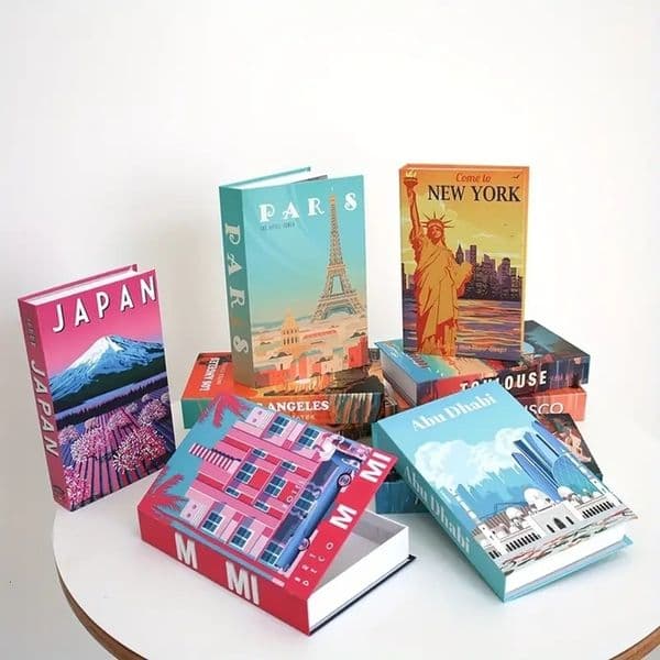 Colorful City Series Books for Rooms Modern Decorative Book Coffee Table Storage Box Interior Decor Items 260325BJ