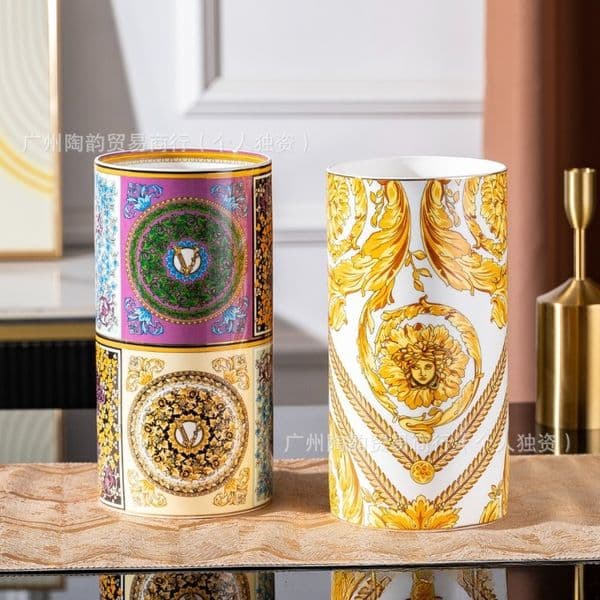European style kaleidoscope vase goddess of flowers light luxury creative home hotel restaurant ceramic ornament vase Y260520