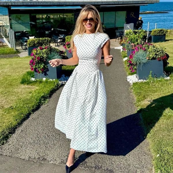 Talenza White Polka Dot Long Dress Summer Sexy High-Waisted Vintage Print Sleeveless Dress Casual Party Vacation Women Dress 260408BJ