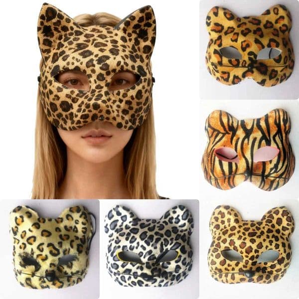 New Women Sexy Cat Mask Tigers Leopards Masquerade Ball Mask Halloween Cosplay Costume Animals Half Face Cover Mask Eye Mask S2649