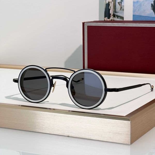 Sunglasses Designer Round Frame Handmade Metal High-End For Men And Women Versatile Flat Lens Photochromic Glasses UR0T