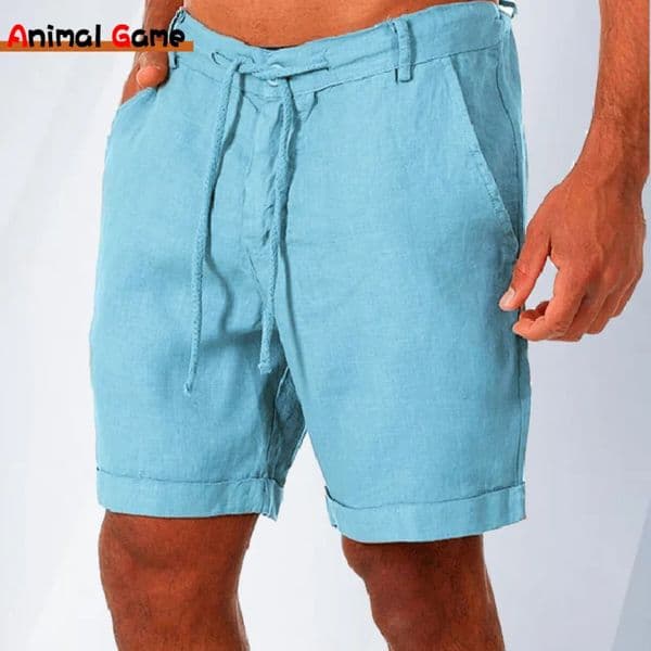 Summer Fashion Mens Linen Shorts Men Cotton Beach Short Wild Leisure Loose Solid Cargo Shorts for Men Sweatshorts 260408