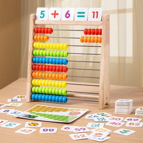 Classic Wooden Eonal Counting Toy 100 Beads Preschool Math Learning Toys Montessori Number Arithmetic Abacus Toddler Gift 260408BY