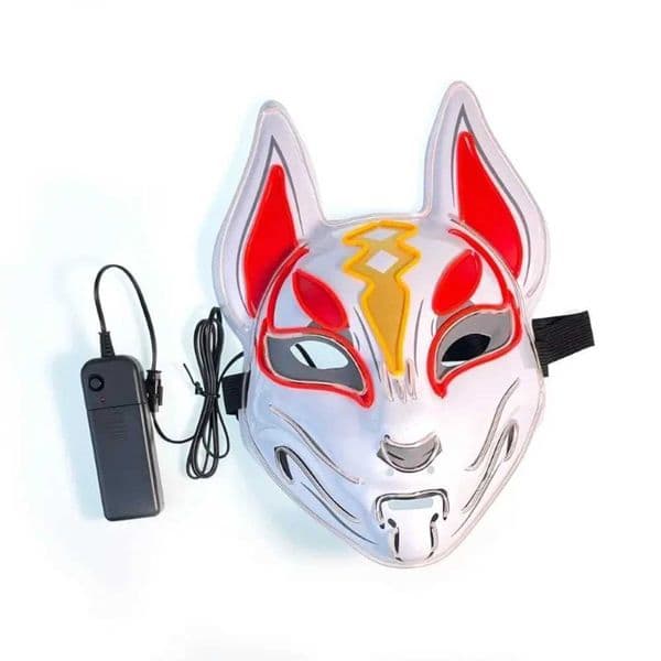 High Quality PVC Japanese Fox Mask Reusable Durable Halloween Costume Mask Full Face LED Neon Light Mask S2649