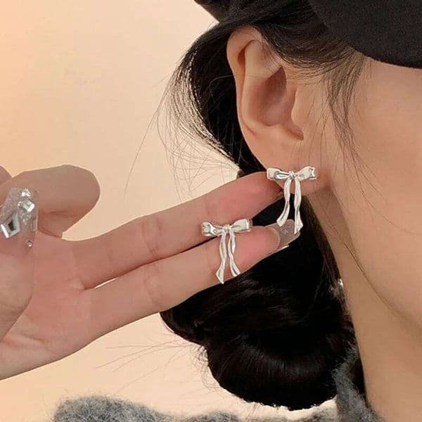 Stud Earrings Elegant Bow Knot Simple Earring For Girl Fashion Cute Piercing Ear Fine Jewelry Women Accessories 26W0408