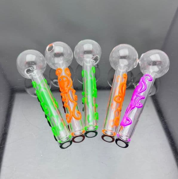 Glass hookah Pipes smoking Oil Burner New color embossed glass smoking set