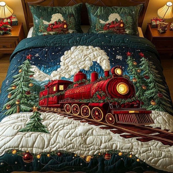 2026 New 3Pcs Train Pattern Bedspread Set 3D Digital Print Quilted Bedding Set For Wholesale