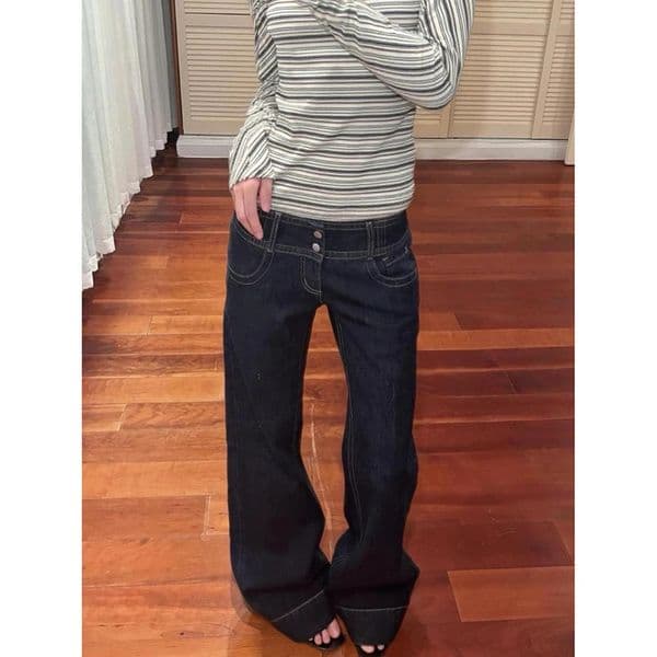 Women Blue Y2k Baggy Straight Jeans Harajuku Vintage Boyfriend Denim Trousers Japanese 2000s Style Pants Oversize Clothes 260408BJ
