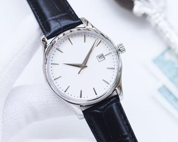 Mens Luxury Automatic Mechanical Watch 40mm Sapphire Crystal Dial Leather Strap Business Mens Watch Gold Silver Rose Gold Case Waterproof Formal Watch