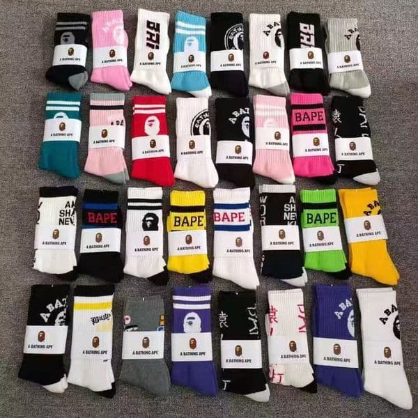 baps shark socks designer mens sock classic embroidered high tube paris style cotton autumn and winter towel bottom men women skateboard High Quality yoga socks