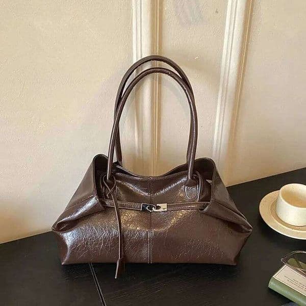 New Large Capacity Soft Leather Pleated Women's Handbag Retro Commuter Tote Quality Single Shoulder Slant Bag Kl928 Kl928