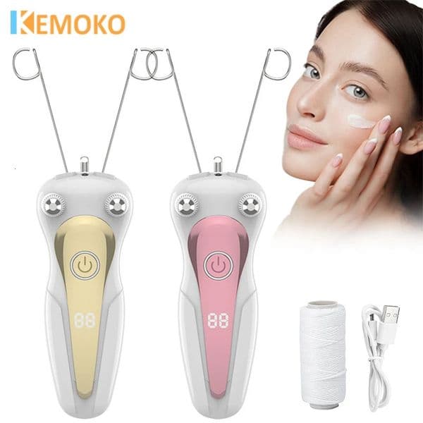Mini Electric Hair Remover Facial Removal Defeatherer Women Beauty Epilator Body Arm Cotton Thread Depilator LCD Display 260409