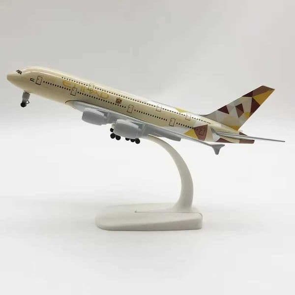 20CM A380 Etihad Airline 1400 Airbus Alloy Aircraft Model Die-cast Airplane Model with Wheel Stand Collectible Display ModelL260409