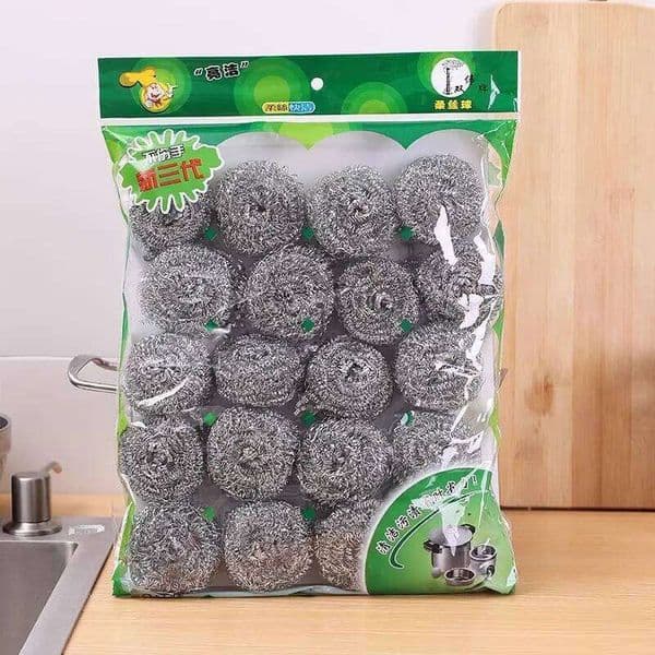 20pcs household cleaning stainless steel kitchen wire balls dishwashing brushes pot 26Y0409