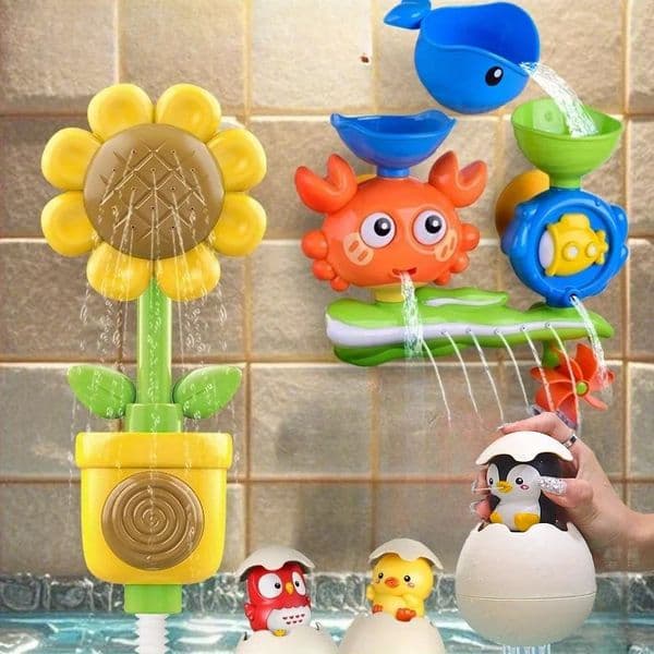 Interactive Suction Cup Bath Toy Set for Youngsters Colorful Flower n Twistable Features Perfect Gift Halloween Christmas 260408BY