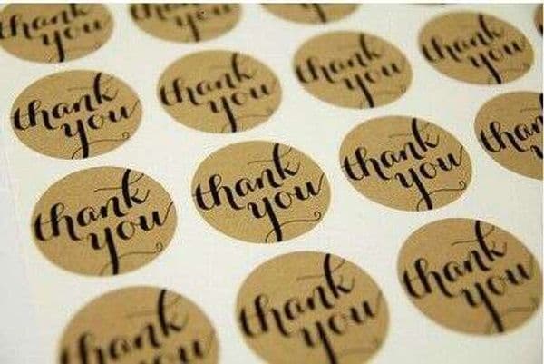 'Thank You' Typeface Brown Kraft Stickers For Envelopes Card Bag sealing sticker XB1