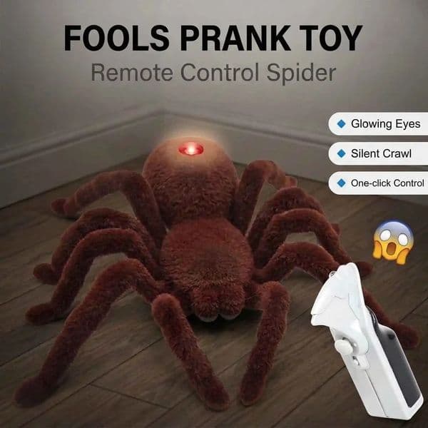 Realistic Infrared Remote Control Spider Toy Soft Plush RC Tarantula with Crawling ActionScary Prank Gifts for Kids Boys Girls 260408