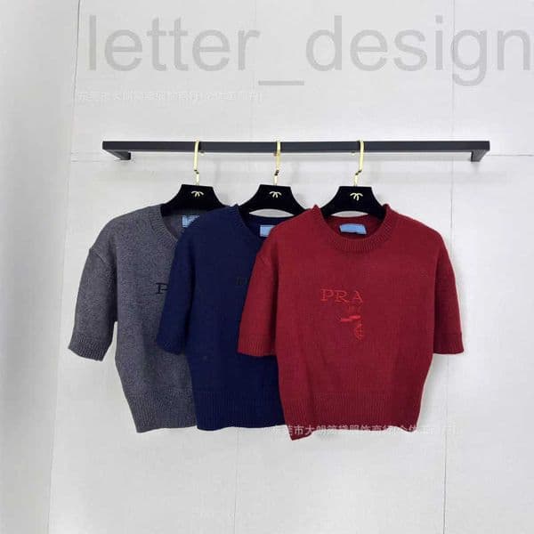 P Brand Early Spring New Style Knit Short Sleeve with Letter Print on Chest FNZW