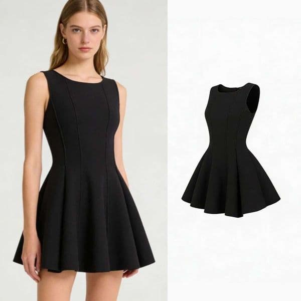 2026 new summer dress designer French elegant round neck sleeveless slim knit dress, women's tie