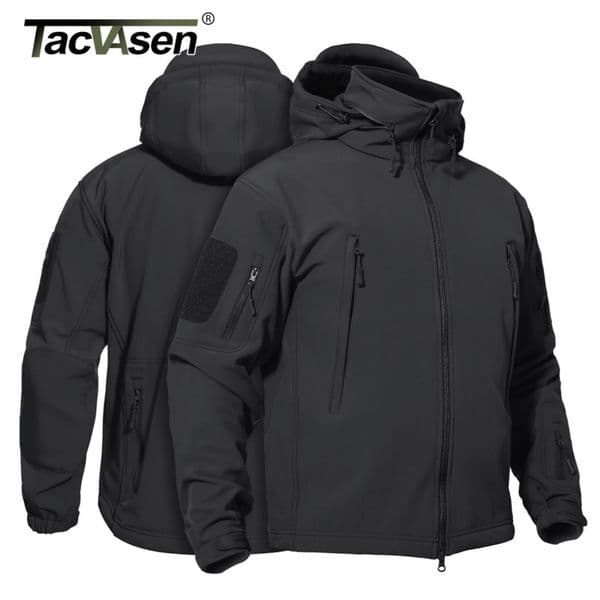 TACVASEN Winter Softshell Jacket Mens Windproof Fleece Lined Coat Waterproof Work Coats Outdoor Hiking Windbreaker 260402