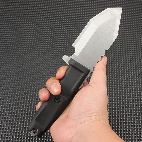 Top Quality A6483 Straight Knife D2 Stone Wash Tanto Blade Full Tang Rubber Handle Outdoor Survival Fixed Blade Knives with Kydex