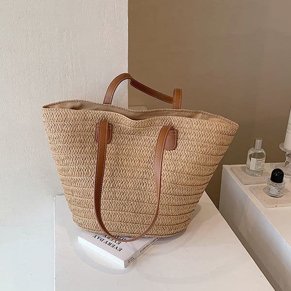 Womens Large Capacity Shoulder Bag Summer Straw Woven Basket Handbag Fashion Female Beach Bali Shopper Tote y260408