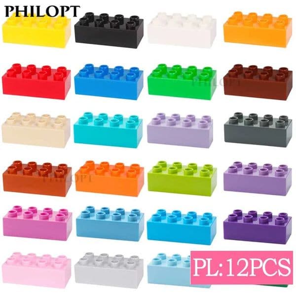 12PCS Big Size Building Blocks 24 Dots Compatible DIY Large Thick Bricks Educational Creative Baby Toys For Boys For Girls260408BJ