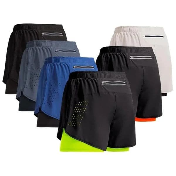 Sport Shorts Men Sportswear 2 In 1 Short Pants Double-deck Beach Bottoms Summer Gym Fitness Training Jogging Running Shorts 260408BJ