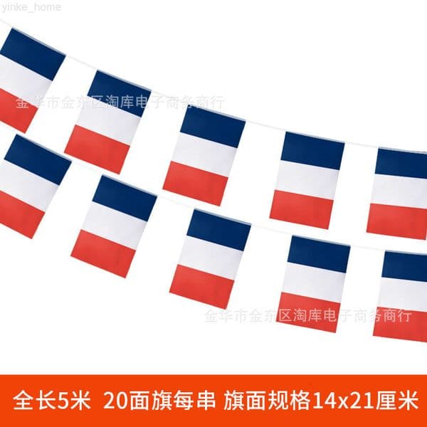 French Flag String Flags 5M 20 Flags Customized World Flags Small Hanging Flags