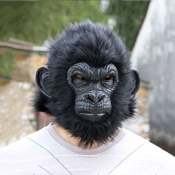Cosplay Cute Animal Gorilla Head Cover With Hair Wig Funny Halloween Mask Full Face Headgear Carnival Party Costume Props S2649
