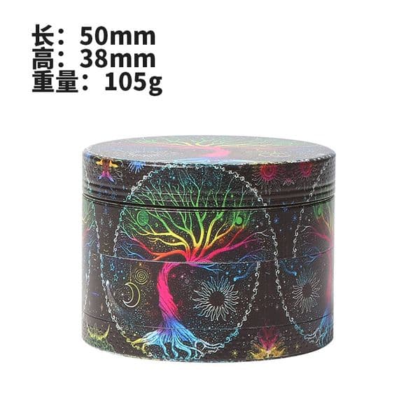 Smoking Pipes Color printing full package cigarette grinder 50mm four layer zinc alloy multi-color metal grinder