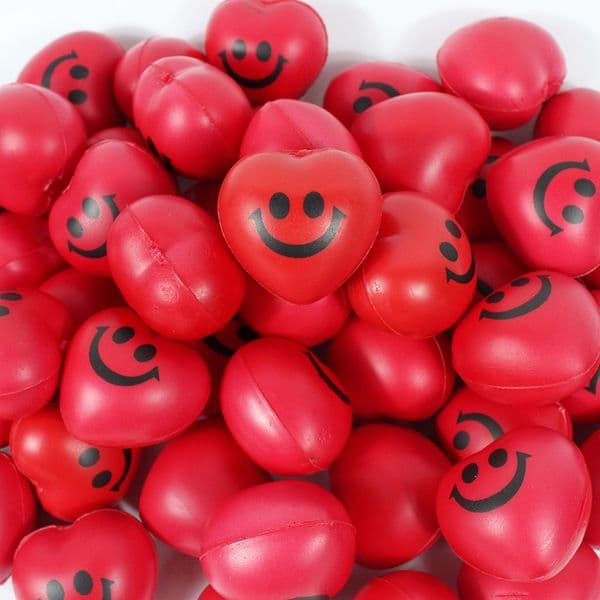 Heart-shaped Smiling Face Stress Ball PU Heart-Shaped Mini Foam Ball School Reward Stress Relief And Venting Ball Wholesale