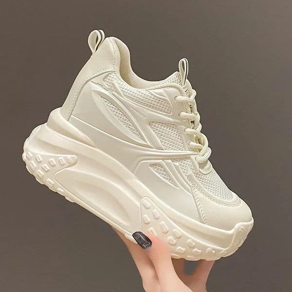 Autumn Spring Platform Wedge High Fashion Breathable Women Summer Shoes Hollow High Heels 10cm Sneakers Chunky Casual 260409BJ