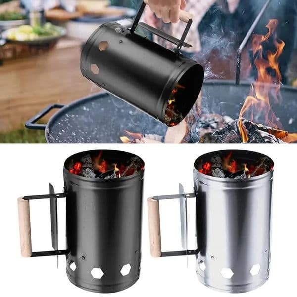 Camping Barbecue Fire Barrel Charcoal Starter Outdoor Quick with Handle Carbon Chimney Tool 260408