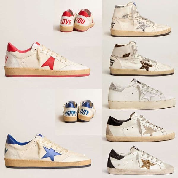 Top quality golden sneakers hi shoes men women ball super star neutral Classic Black White Red Pink blue Glitter Do-old Dirty loafers trainers big size 35-47