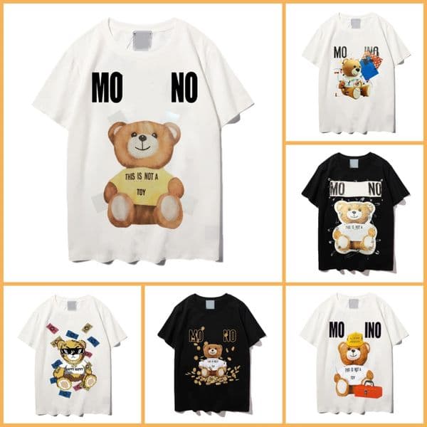 Men's Simple T shirt Unisex Designer Fashion Brand Cartoon Bear Printed Cotton Casual Loose Fit For Summer Top