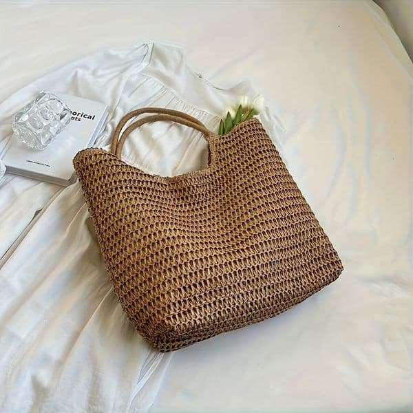 Large Capacity HighQuality Paper Straw Tote Bag Durable Woven Beach Casual Handbag with Fixed Shoulder Straps 260408BANJIA
