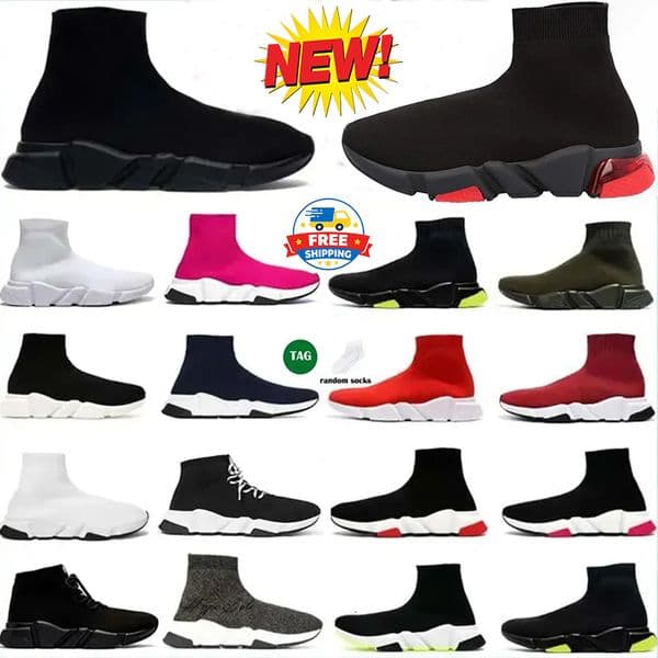 2026 Designer socks Casual shoes Platform men mens woman shiny knit speed 2.0 1.0 trainer runner sneaker sock shoe master embossed womens Sneakers speeds booties paris