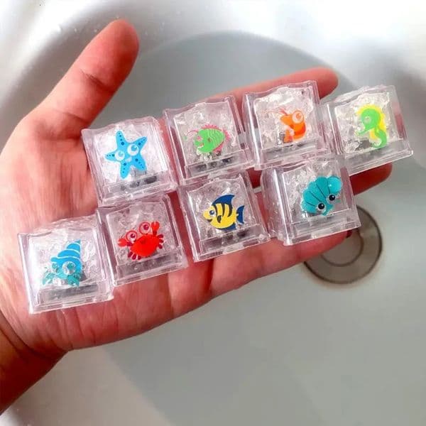 8PCS Cartoon Marine Animal Luminous Ice Cube Bath Toy LED Colorful Touch Sensitive 260408