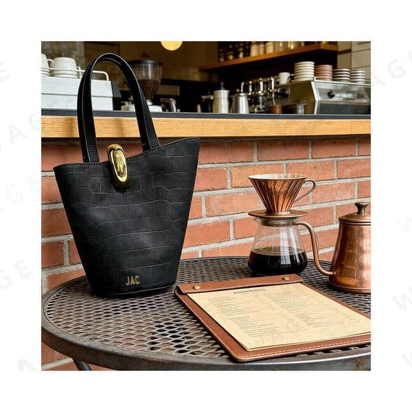 Women's Crocodile-Pattern Bucket Bag Accent Closure, Multi-Colors Handle Design, Soft Premium Material, Cushioned Strap, Ideal for Daily/Leisure Outings-4