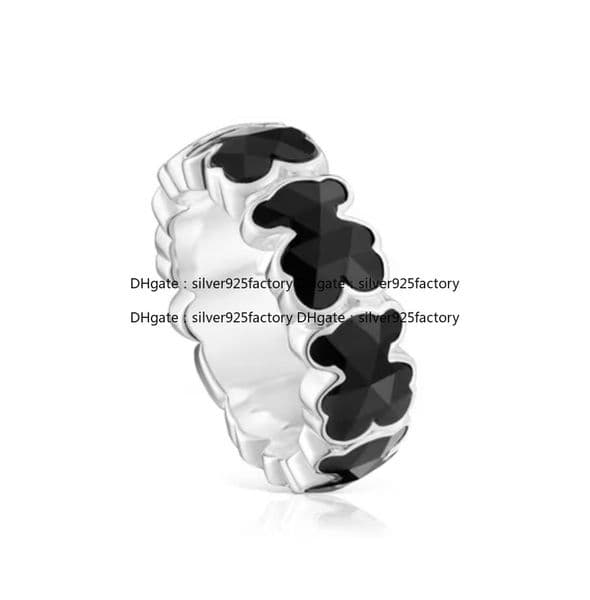 Ring Spanish peach silk bear Rings women's white copper silver plated design sense temperament personality ins style high quality Ring