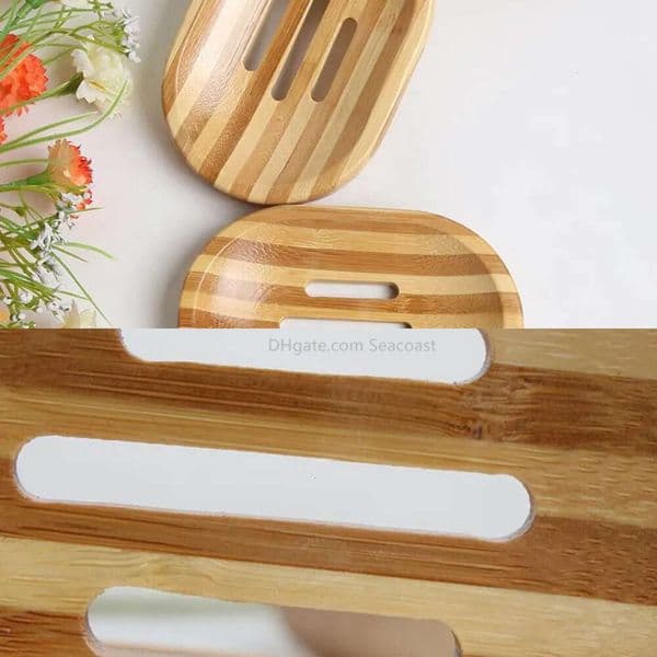 Natural Bamboo Dishes Tray Holder Bathroom Soap Rack Plate Box Containers Dish Container Holders B2 thumbnail 2