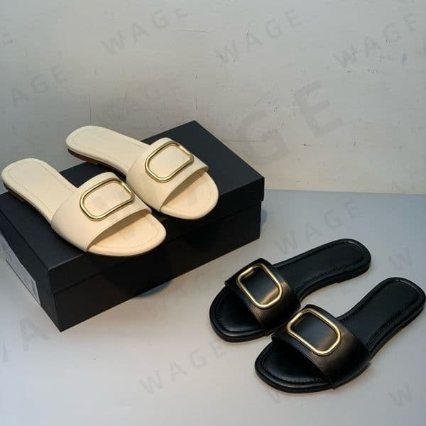 2026 Summer Genuine Leather Flat Sandals Women Outdoor Fashion Versatile One-Strap Flip Flops Square Toe Beach Shoes, Casual Slides, Quick Shipping-2